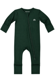 Bamboo Double-Zipper Footie Sleeper in Goodnight Green