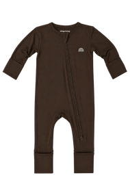 Bamboo Double-Zipper Footie Sleeper in Cozy Cocoa