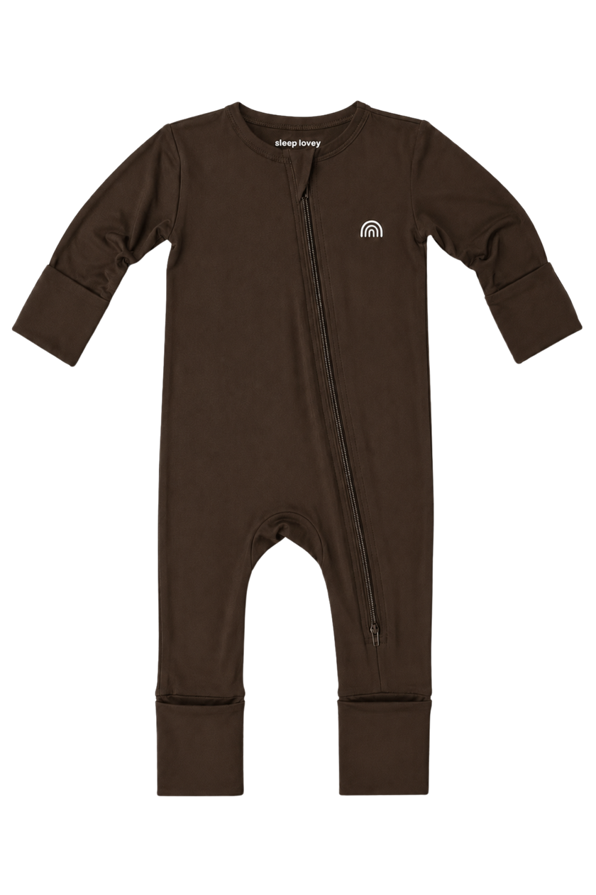 Bamboo Double-Zipper Footie Sleeper in Cozy Cocoa