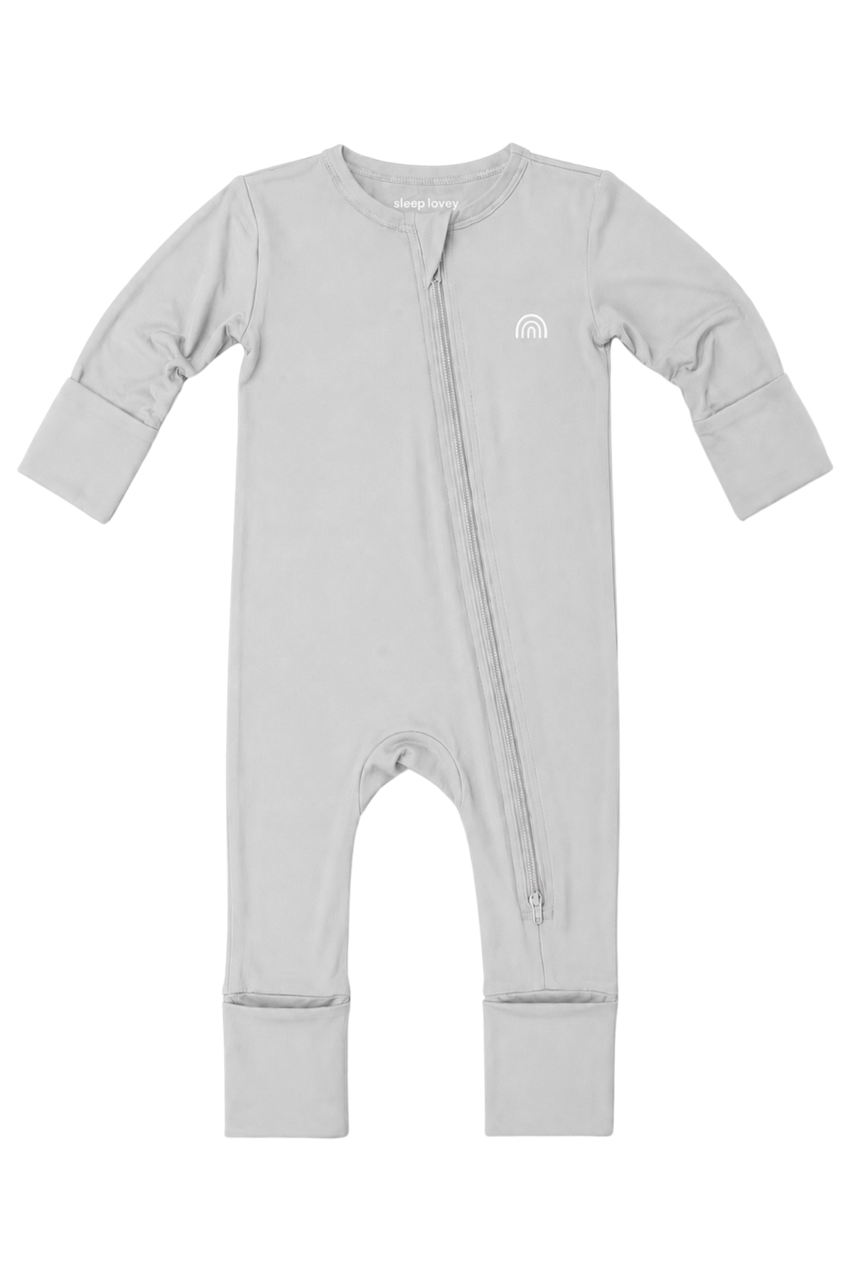 Bamboo Double-Zipper Footie Sleeper in Moonlight Grey