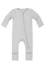 Bamboo Double-Zipper Footie Sleeper in Moonlight Grey