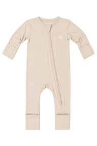 Bamboo Double-Zipper Footie Sleeper in Naptime Nude