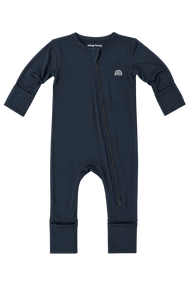 Bamboo Double-Zipper Footie Sleeper in Nightcap Navy