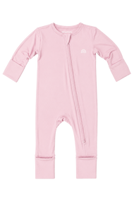 Bamboo Double-Zipper Footie Sleeper in Pajama Pink