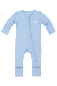 Bamboo Double-Zipper Footie Sleeper in Slumber Blue
